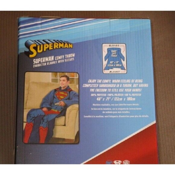 New Official Superman Fleece Blanket Robe Sleeves Super Man Hero NIB DC Comics - Picture 3 of 3